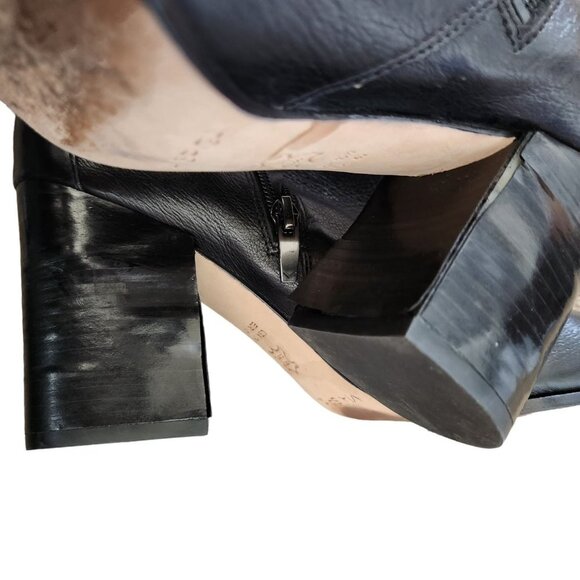 Via Spiga Womens Leather Ankle Boots 10M Zip Black Italy Buckle Moto Chic FLAWS - Picture 11 of 14